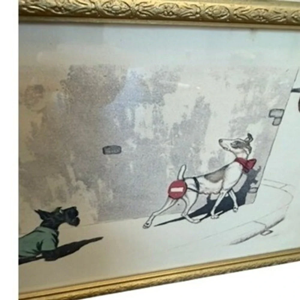 Boris O'Klein Sens Interdit Dirty Dogs of Paris  Framed Lithograph Print RARE! - Picture 5 of 12